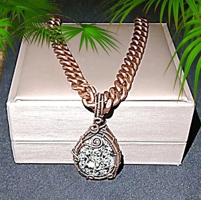 Copper Wire Wrapped Diorite Crystal Healing Chakra Aura Spirit Metaphysical Mystical Magical Jewelry Great Gift