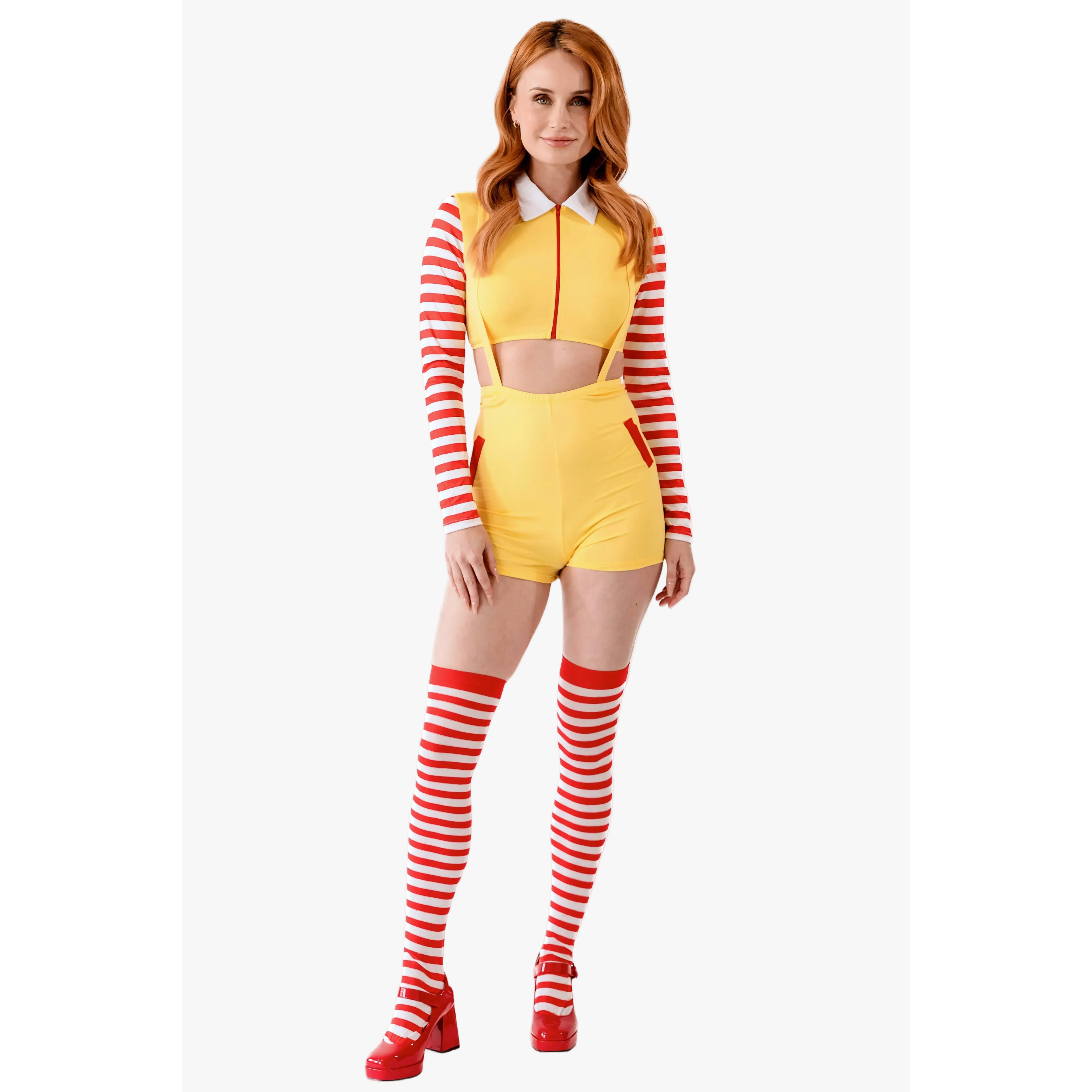 Carnival Creed Fast Food Clown 4 Piece Costume Set
