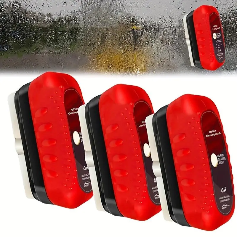 Car Windshield Cleaning Brush(1 Count), Multifunctional Oil Removal & Anti-fog Brush with 100ML Refill Liquid, Car Windshield Oil Film Removal Tool