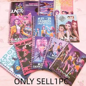 Multi-Pattern K-Pop Witch Girl Group A6 Coil Notebook, Cartoon Anime Student Color Page Journal, Lined Notebook for Kids & Teens
