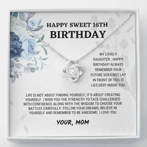 Sweet16 - Be Awesome Love Knot Necklace, Sweet 16 Necklace, Sweet 16th, Sixteenth Birthday, Sweet 16 Present, Sweet Sixteen Gift, Sweet 16