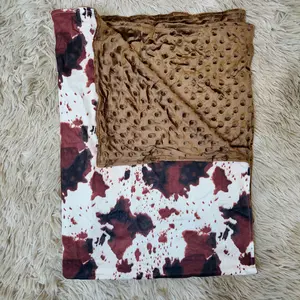 Cowhide printed blankets western baby kids comfort blankets