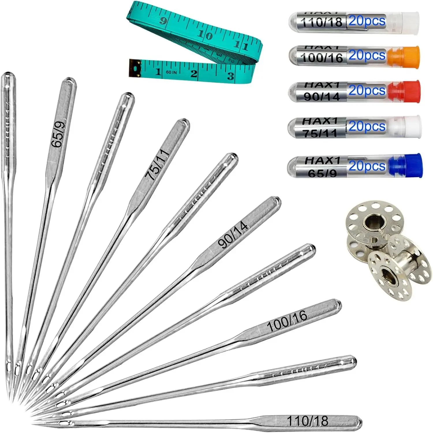 Sewing Machine , 100 count Universal Sewing Machine  Set for Singer, Brother, Janome, Varmax, and Other Brands of  Sewing Machines, Sizes 65/9, 75/11, 90/14, 100/16, 110/18