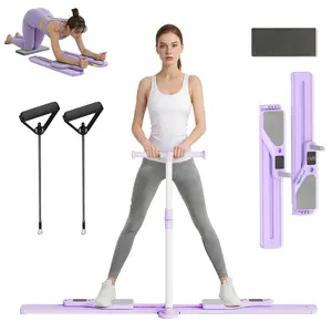 Portable Foldable Pilates Reformer Board Multiple Color In Purple Black Full Body Home Training Machine With Elastic Resistance Bands Built In Timer Kcal Reps Smart Display Equipment