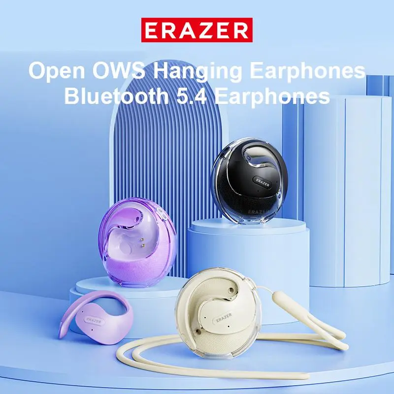 ERAZER X15 Pro Wireless Over Ear Headphones Bluetooth Open Ear Earbuds Beige Purple Black 3D Holographic Stereo Audio Headset Must Have Electronic