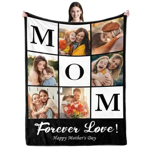 BARLEY ONE Click “Shop Chat”, Send Photos,Mother's Day Gift, Custom Photo Blankets, Personalized Soft Flannel Blanket, Mother's Day Birthday Gifts for Mom from Daughter & Son, Cozy Daily & Home Rest Unique Meaningful Memory Gift for Bedroom, Sofa & Travel