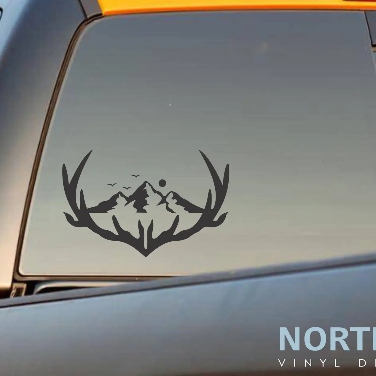 Hunting Deer Antlers Truck Decal, Outdoors Car Decal, Adventurer Decals, Sportsman Car Decal, Car Truck Stickers, Mountain Hunting Decals O
