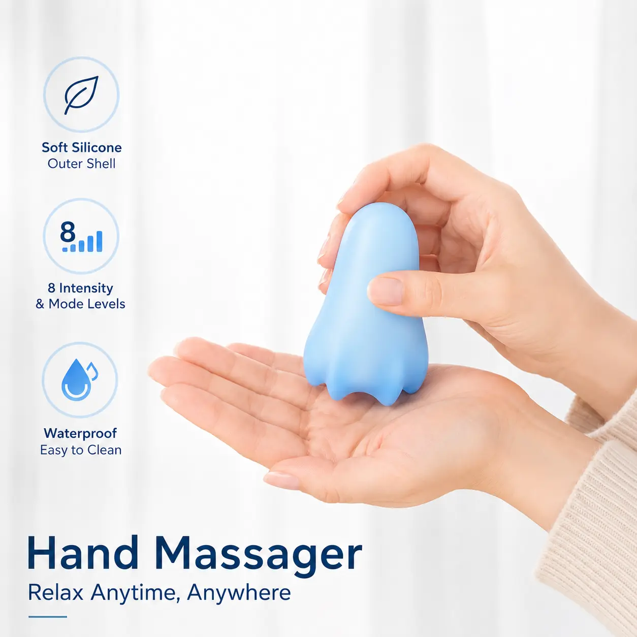 Lightweight Mini Handheld Vibrating Massager - Rechargeable Palm-Sized Portable Massage Device, 8 Adjustable Modes, Unisex Self-Care Gadget for On-the-Go Relaxation, Thoughtful Party Gift Idea