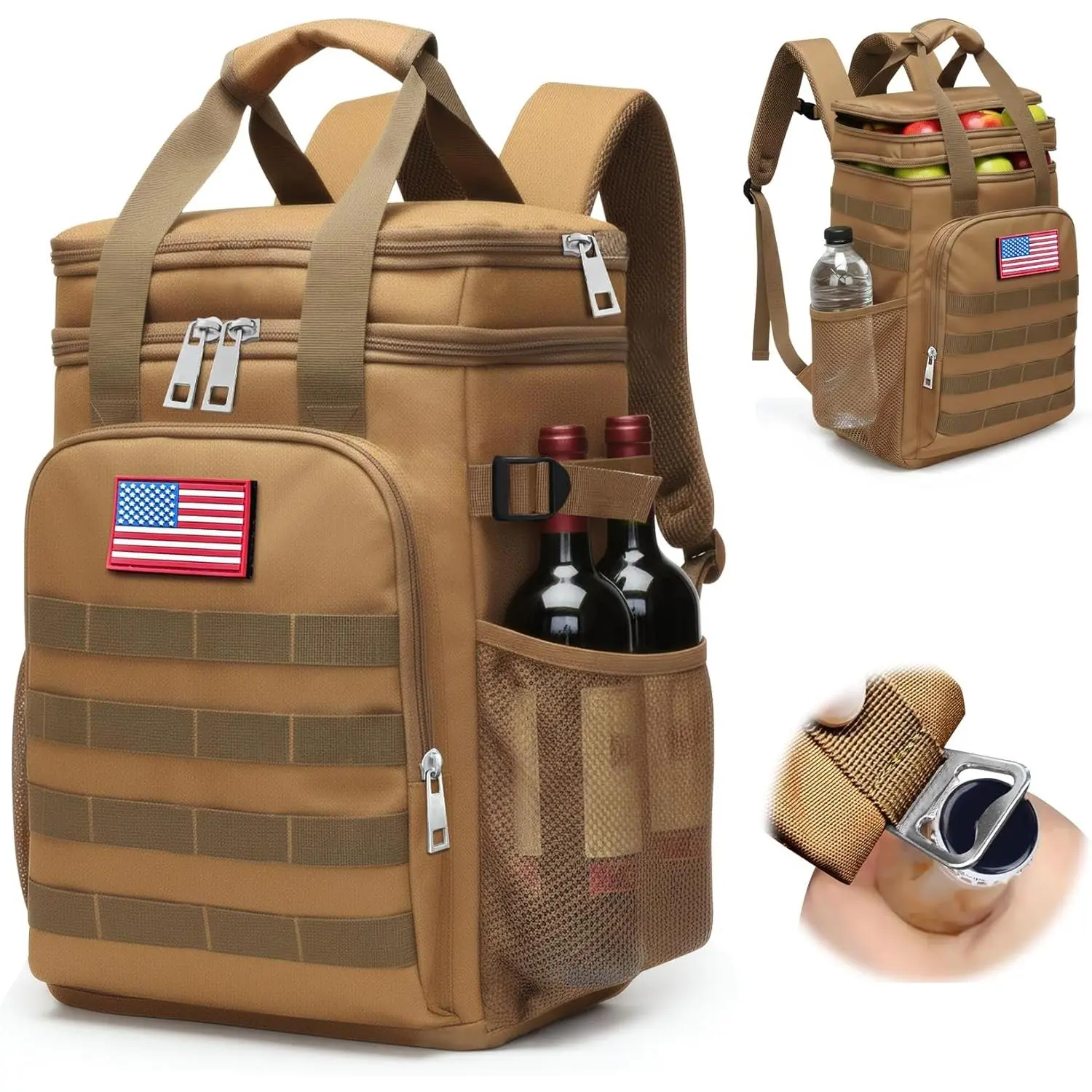 Camo Cooler Backpack - Tactical Backpack Coolers Insulated with Dry Storage,Large Capacity Ice Chest Bag Portable for Men Women - Perfect for Camping,Beach,Fishing,Picnic,Travel,Hiking