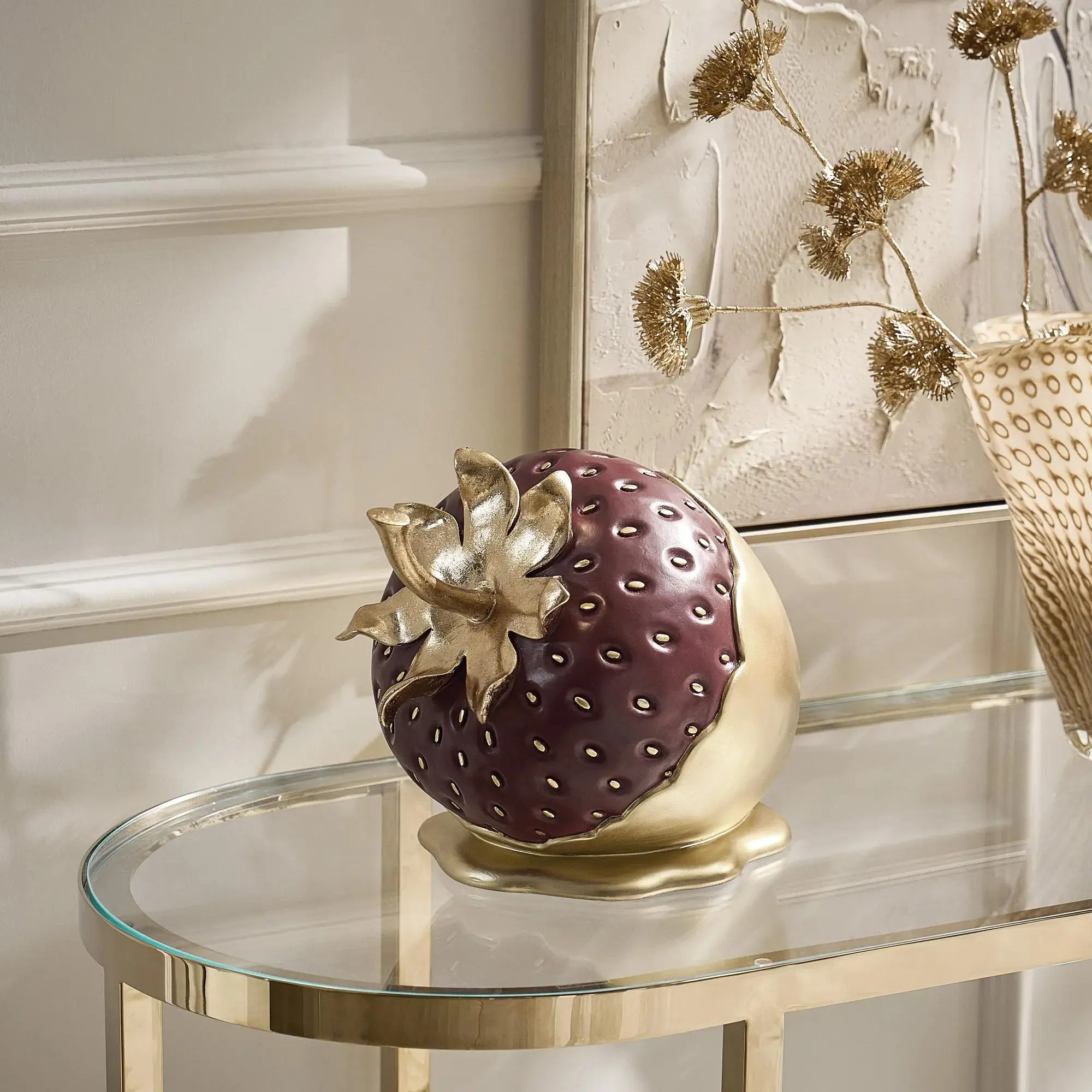 Z Gallerie Dipped Strawberry Decorative Object, Artistic Whimsical Fruit Accent for Aesthetic Home Decor
