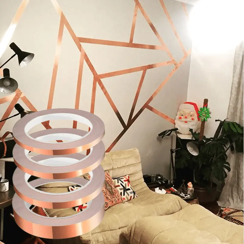 4 Rolls Single-Sided Conductive Self-Adhesive Copper Foil Tape (0.2/0.24/0.3/0.4In) - DIY, High Conductivity Barrier Tape for EMI Shielding, Stained Glass, Electronic Devices