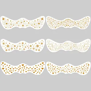6 Pcs Glitter Freckle Face Stickers, Heart Shape Freckles Star Pattern Waterproof Temporary Tattoo, Fake Tattoos, Adult Men Women Party Holiday Daily Makeup Decor