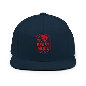 Beast Mode Snapback Hat - Structured 6-Panel High-Profile with Adjustable Snap Closure & 6 Embroidered Eyelets for Comfort