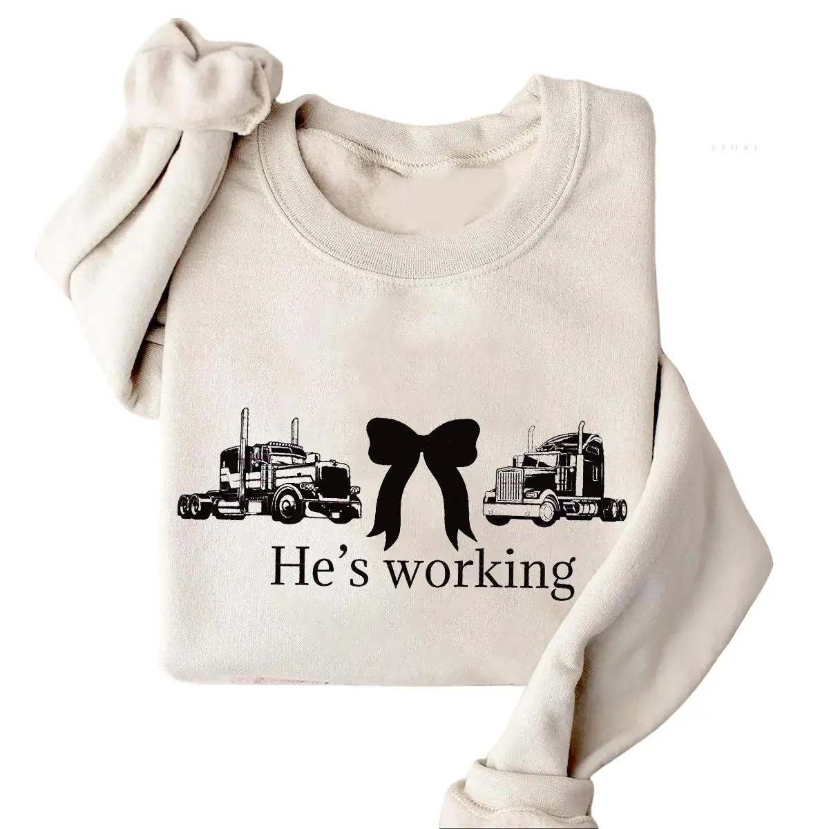 He's Working Truck Driver Sweatshirt, Trucker Wife Sweater, Long Haul Driver Support Top, Gift for Truck Driver Wife, Wifey Trucker Shirt