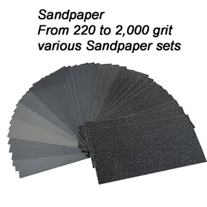 Sandpaper Set 220-2000 Grit Sandpaper Sheets Multiple Combinations Dry Wet Use 2.7x4.5 Inch Cuttable Polishing Tool for Wood Furniture Metal Polishing Car Polishing DIY Polishing Home