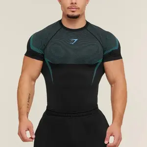 [RARE Color] Onyx 5.0 Seamless T-Shirt Black/Lift Green Men's Fitted Athletic Tee for Workout