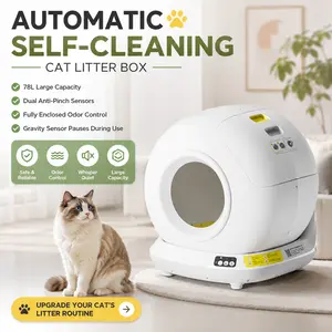 78L Automatic Self Cleaning Cat Litter Box, Fully Enclosed Smart Cat Litter Box with Dual Anti-Pinch Sensors, Odor Control, Gravity Sensor Auto Pause for Multiple Cats