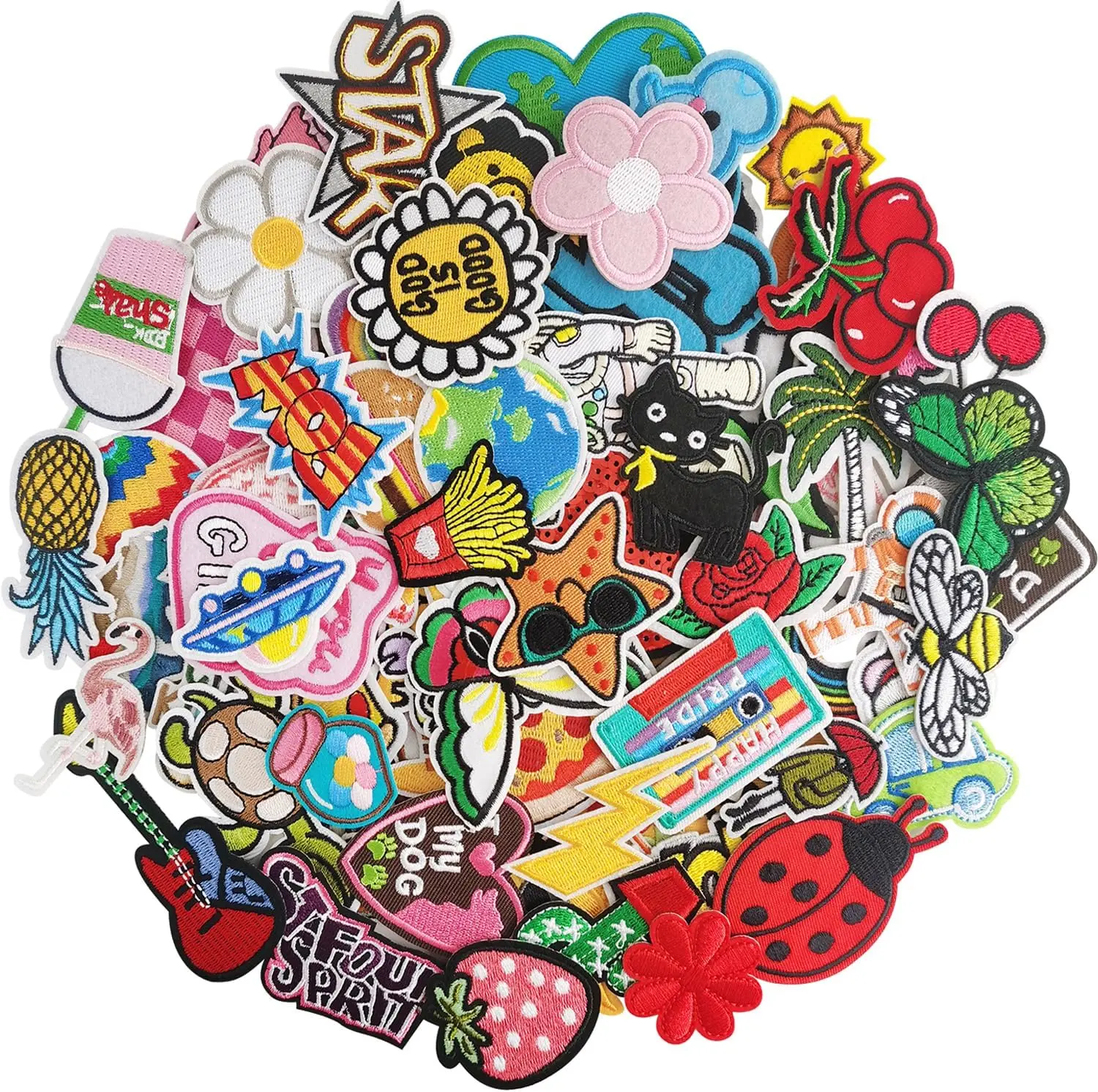 80PCS Durable & Detailed Flower Embroidery Iron-On Custom Patches - Sewing Accessories for Jeans, Hats Clothing Customizing, Branding, Custom Patches Embroidered