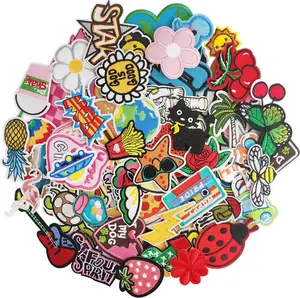 Random 80PCS Funny Embroidered Patches Iron on Appliques Personalization for Jeans, Hats, Hoodies, Bags etc small  patches
