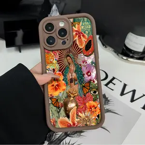 Virgin Mary Pattern Phone Case, Soft Silicone,Fully Protected and Shockproof For iPhone 17 16 15 Pro Max 14 13 12 11 XSMAX Plus Air Mini 16E 17E Aesthetic