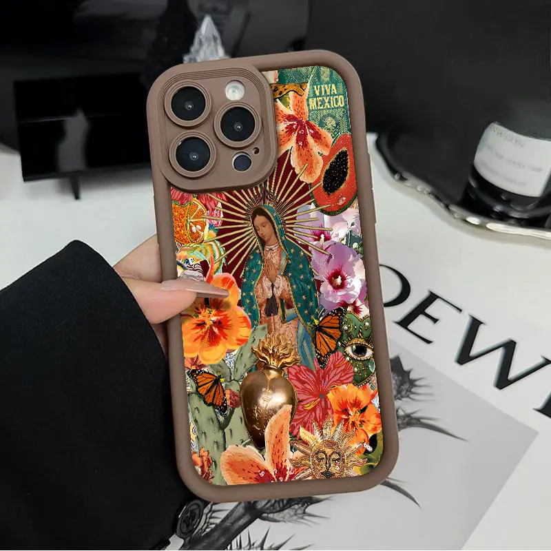 Virgin Mary Pattern Soft TPU Smartphone Case - Shockproof, Scratch-Resistant, Full-Coverage Casing with Precise Cutouts for iPhone 18,17,17E,16,16E,15 Pro Max,14,13,12,11,XS Max,Plus,Air,Mini Aesthetic Devices Accessory
