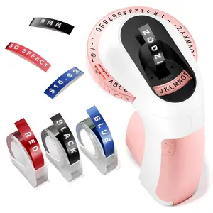 Embossing Label Maker Machine with Tapes Vintage 3D Embosser Inkless Waterproof for Home Office Scrapbook Supplies 48 Characters 3 Rolls Easy Print