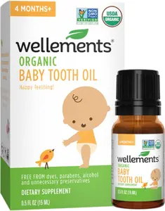 Organic Baby Tooth Oil | Soothing Massage Oil for Tiny Gums  Helps Make Teething Happy  Made with Safe and Effective Certified Organic Ingredients | 0.5 Fl Oz. 4 Months +
