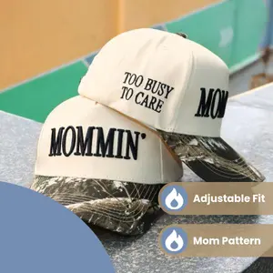 Women's Embroidered Mommin Trucker Hat, Adjustable Fit Canvas Vintage Cap for Casual Sports & Outdoor Wear