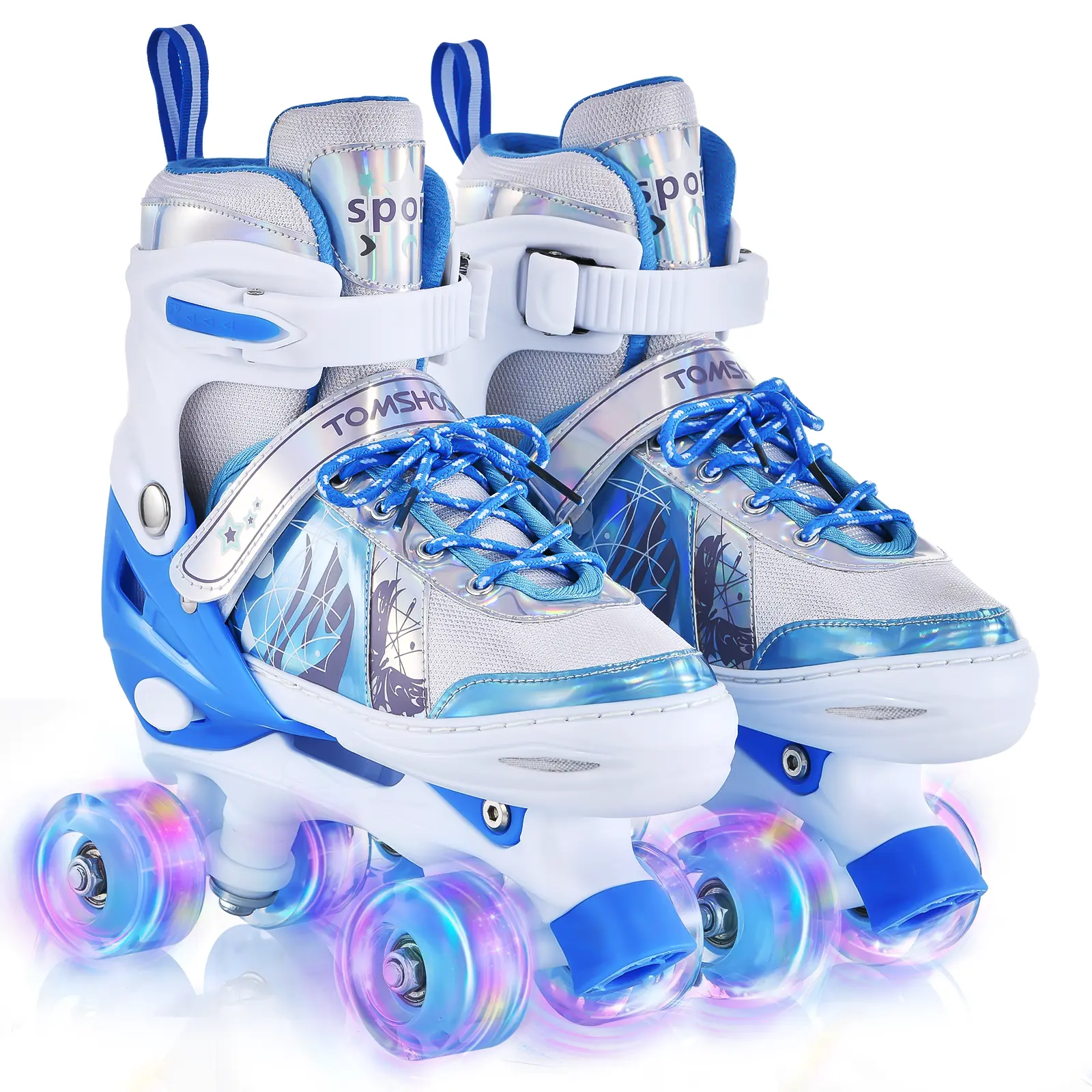 Kids' 4-Size Adjustable Purple Inline Roller Skates with Flashing LED Wheels, Ideal for Outdoor Play, Boy Gifts, Boys Christmas Gifts, Led Lights, Inline Skate