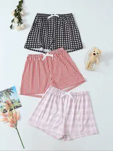 Women's Plaid Print Pajama Shorts, Casual Comfy Breathable Sleep Shorts for Daily Wear, Women's Sleepwear & Loungewear for All Seasons, Pjs