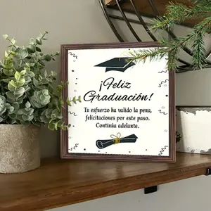 Spanish Graduation Gift for Women, Wooden Frame Art for Desktop and Wall Decor, Includes Tape No Nails Needed, Perfect Graduation Exchange Gift