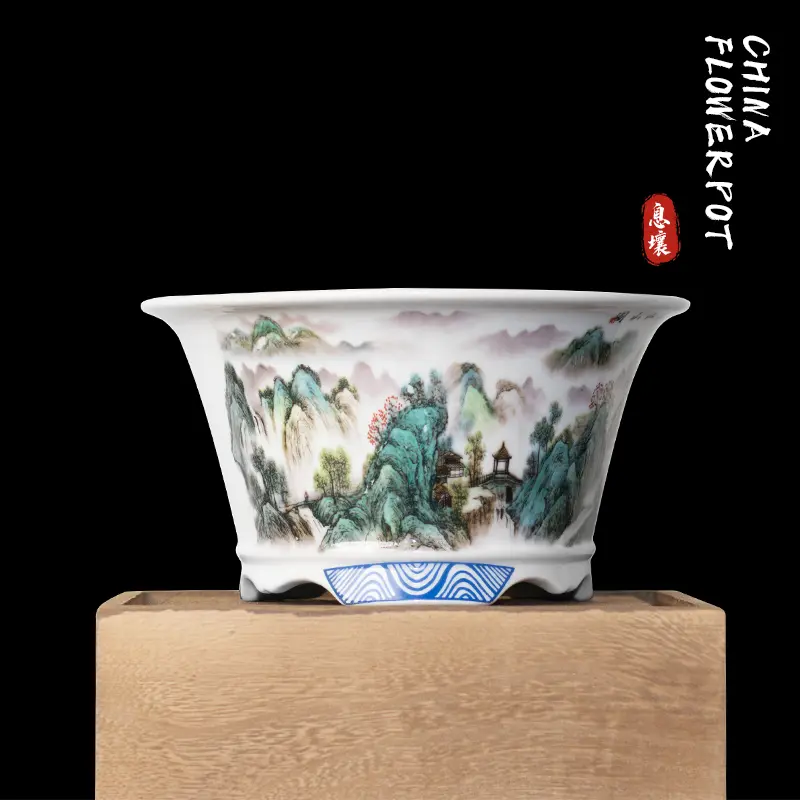 Xirang ceramic flower pot landscape painting Flowerbonsai 0003