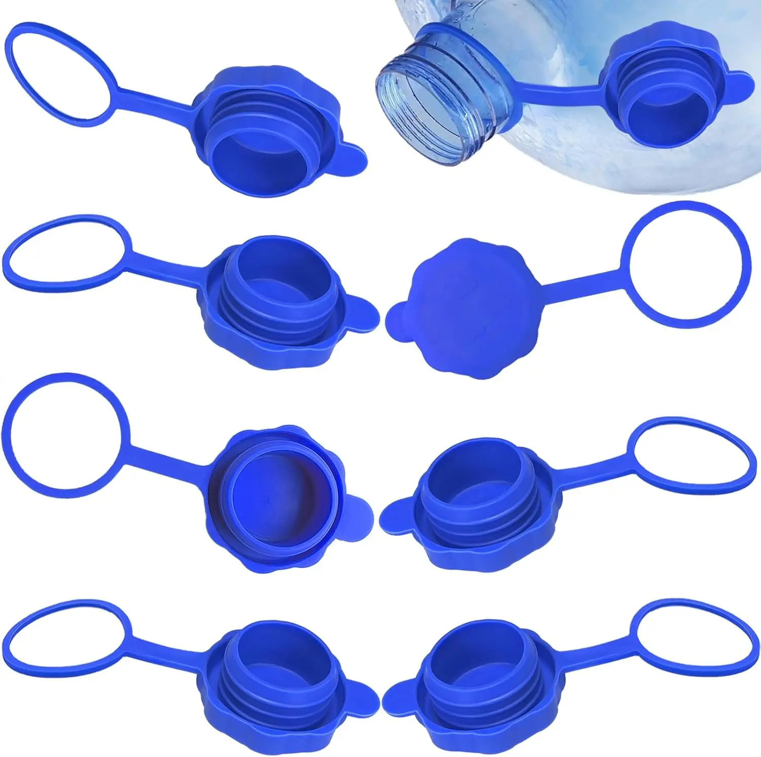 Reusable Non-Spill Silicone Replacement Caps for 3 & 5 Gal Water Jugs, Fits 55mm Drinkware Bottles (Kitchenware Accessory)