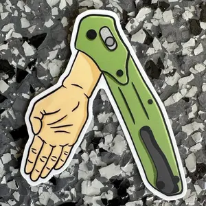 Knife hand Sticker, Blue collar Stickers, Bottle Decal, Laptop decals