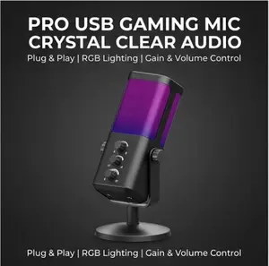 XTUGA USB Streaming GamingMicrophone for PC, PS4/PS5, RGB Lighting, One-tape Mute, Mic with MountAdapter Live Podcast Equipment LiveBroadcasting Equipment Digital Mixer Microphone Recording Kit Set Tripod