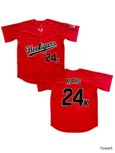 Men's 24K Mars Hooligans Hip Hop Rap Baseball Jersey Embroide