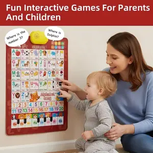 LLV - Bilingual Talking Wall Chart for Kids – English & Spanish Learning Poster with Songs, ABCs, Numbers, Animal words & Piano – Interactive Educational Toy for Toddlers 1-6 – No Screen, Battery Powered classroom use Alphabet Preschool