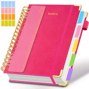 A5 Spiral Notebook with Ruler, 300 Pages Hard Cover, 100gsm Thick Paper, Vintage Style, Leather-Like Cover, Ideal for Work, School, University Planning