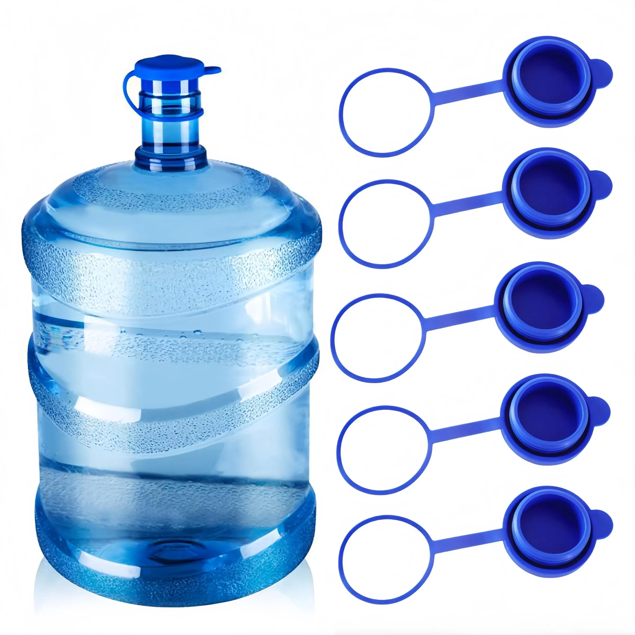 5pcs Water Bottle Caps for Purified Water, Universal Mineral Water Dispenser Sealing Covers Set, Silicone Bottle Covers, Durable Silicone Cover, Smart Cap Design for Easy Use, Drinkware Lid