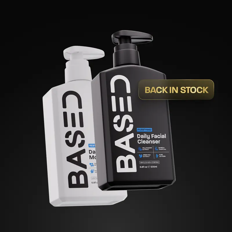 BASED Daily Skincare Duo | Purifying Face Wash + Restoring Moisturizer | Built For All Skin Types | 100% Non-Toxic, Healthy Ingredients | Hormone Safe - ZERO Endocrine Disruptors