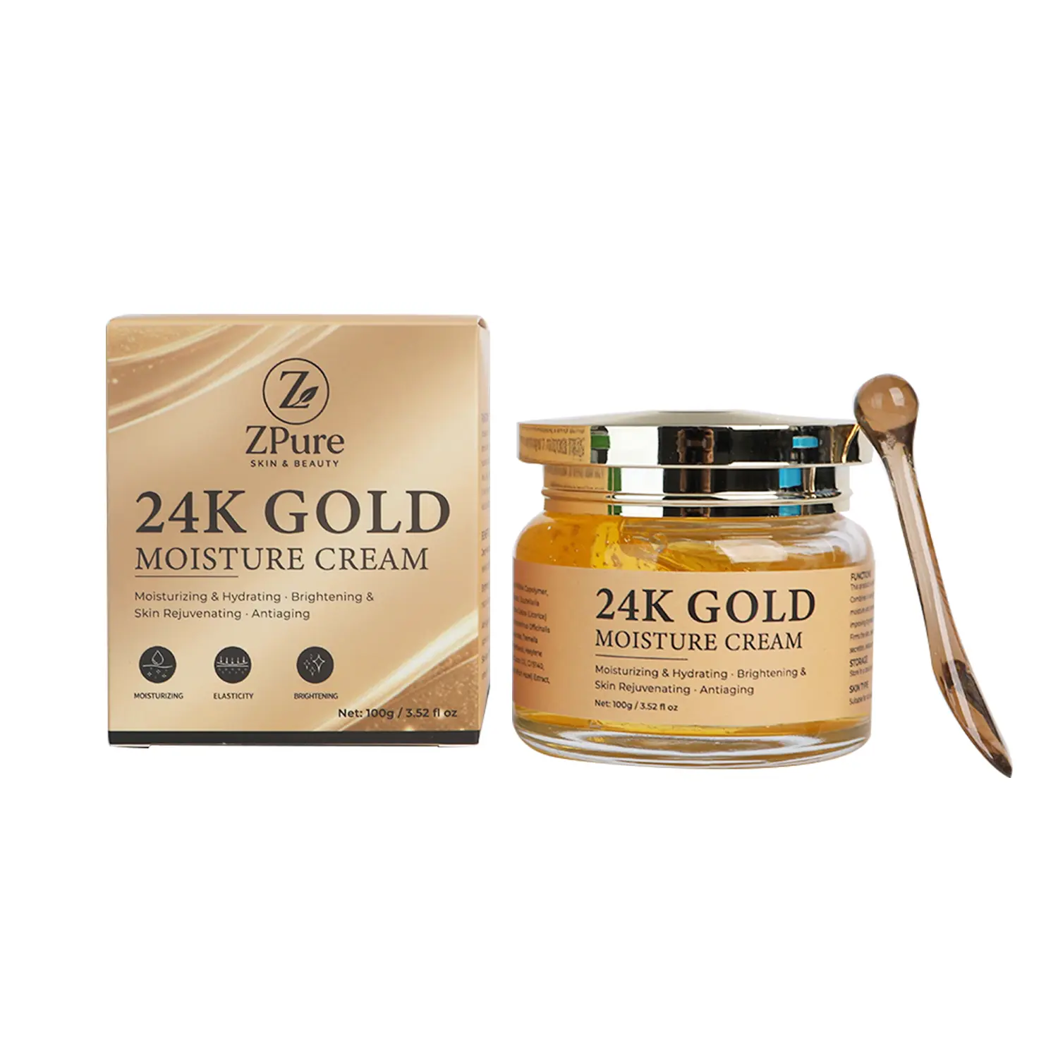 24K Gold & Collagen Face Brightening With Collagen Cream- Anti Aging, Hydrate, Smooth for Young Skin Radiant Hyaluronic Acid Moisturizer