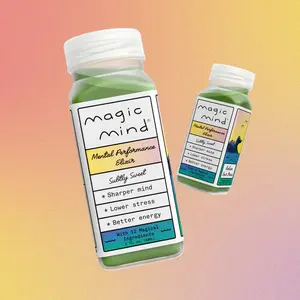 Magic Mind Energy And Focus Drink Shots - Stress Support, No Jitters, Ashwagandha, Vitamin B12, Vitamin C, Matcha Green Tea, Functional Mushrooms - 2 FL Oz