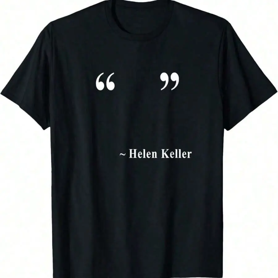 Men's Helen Keller Cotton Short-Sleeve T-Shirt - Casual Fit Top, Breathable Fabric, Ideal for Valentine's Day Gift, Versatile Sportswear