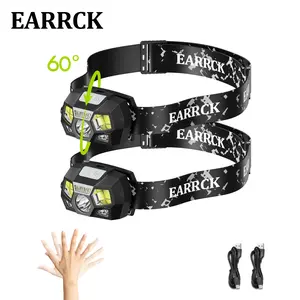 2PC LED Rechargeable Headlamp with 8 Modes and White&Red Light, Headlight Adjustable Angle, Waterproof, Motion Sensor, Camping&Running&Cycling&Fishing