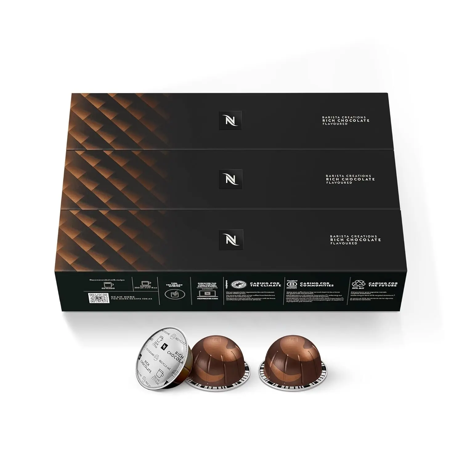 NESPRESSO Vertuo Caramel Dark Almond Flavored Coffee Capsules - 30-Count Mild Roast Beverage, Brews 7.77 oz, Milk-Compatible, Chocolate Pairing-Friendly, Cupboard Storage Ideal