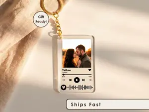 Personalized Music Photo Keychain – Custom Song & Photo Keyring, Romantic Memory Keepsake Gift for Him or Her
