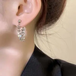 Fashion Metal Sequin Tassel Drop Earrings for Women Exquisite Gold Color Square Beaded Dangle Earrings Wedding Jewelry Gifts