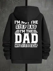 Men's Regular Fit Letter Print Drawstring Hoodie, Casual Comfy Pocket Pullover Hooded Sweatshirt for Daily Wear