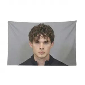 Clavicular Mugshot Iconic Moment Polyester Wall Tapestry Flag, Fade-Resistant Sports History Tribute Decoration, Room Decorations for Bedroom Dorm, Teamwork Excellence Themed Backdrop & Wedding Gift