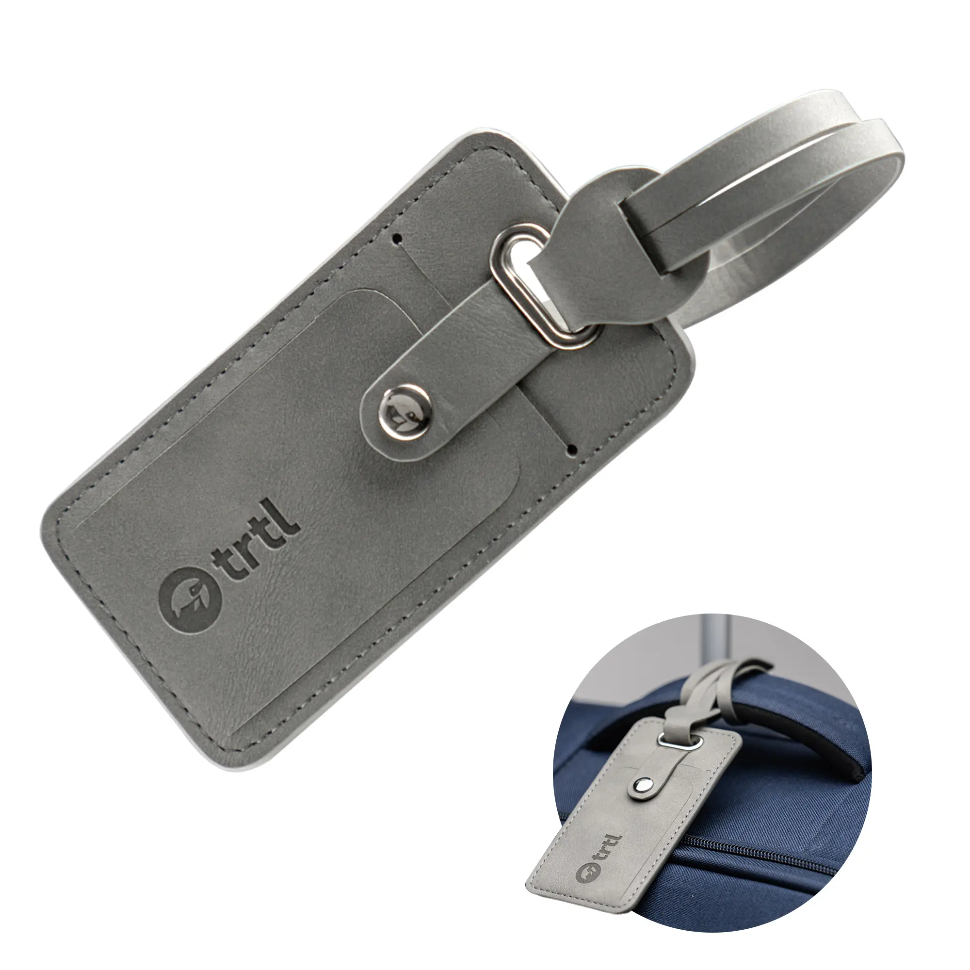 TRTL Luggage Tag for Suitcases, Stylish and Durable Faux Leather Design, Unisex Compact Travel Accessory, Water-Resistant